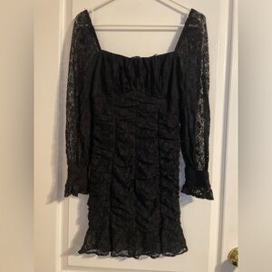Chocolate USA Black Long Sleeve Lace Mini Dress Small Whimsigoth Rave‎ Party